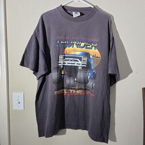 Vintage 90s Ride the Thunder Monster Truck Tee Size XXL Single Stitch